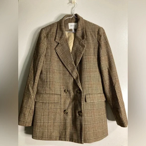 ASOS Urban Revivo check double breasted blazer in multi 6 - Picture 3 of 9